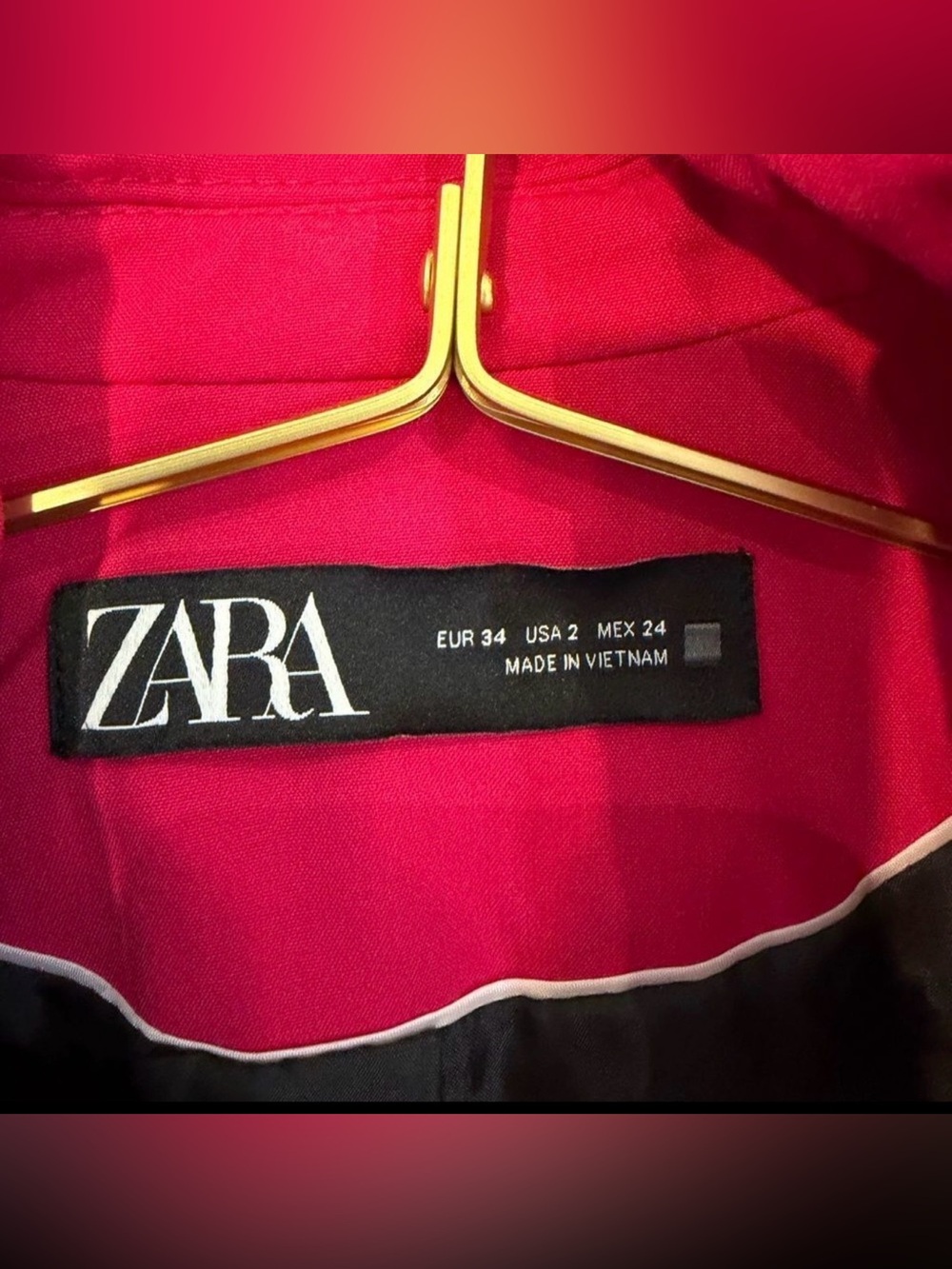 ZARA Hot Pink Tailored Blazer + Matching Pants Set XS / US 2 Power Suit - Picture 3 of 6